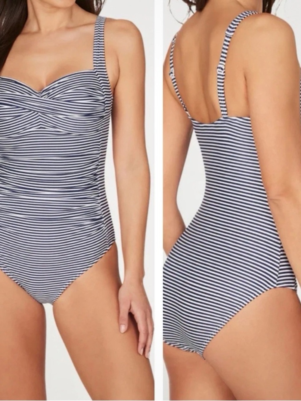 Nip Tuck Swim Sorrento Stripe Joanne One Piece Swimsuit Navy White Size 12